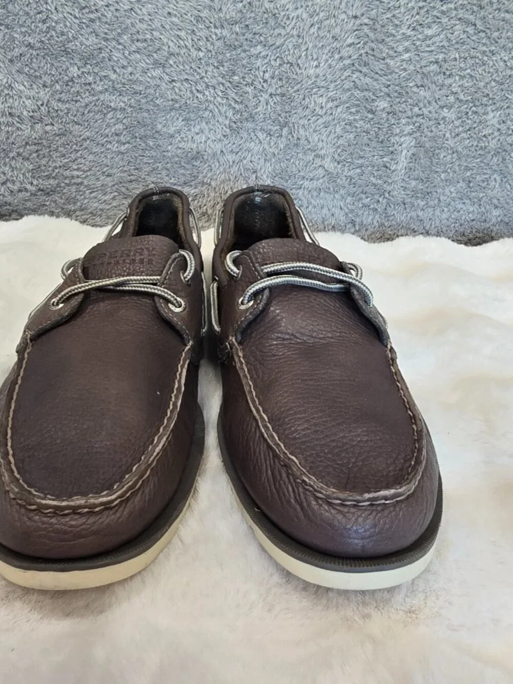Sperry Top-Sider Leeward 2-Eye Salt Wash Grey Leather Mens Boat Shoe Size 13 NEW
